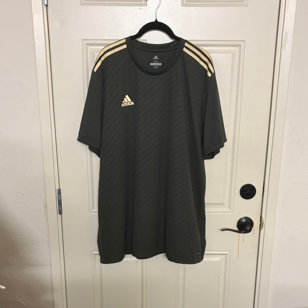 Adidas Men's Green Jersey with Gold Accents
